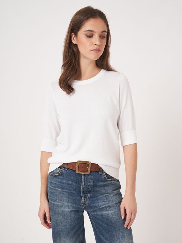 Basic-Kurzarm-Pullover aus Baumwollmischung image number 4