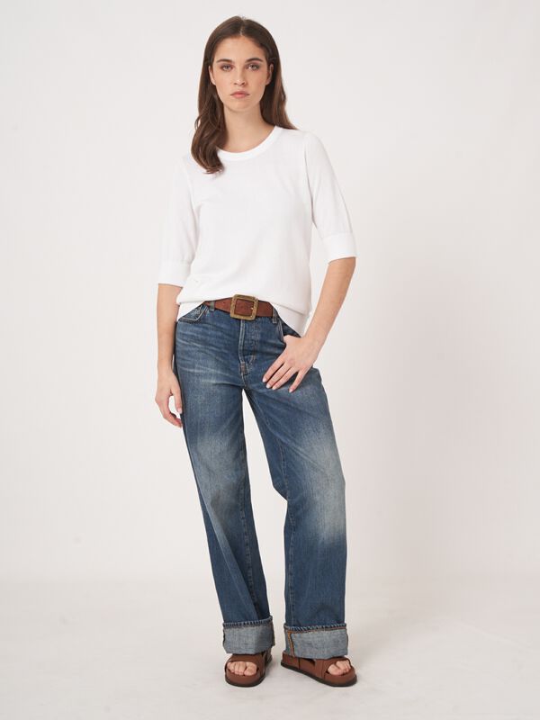 Basic-Kurzarm-Pullover aus Baumwollmischung image number 6