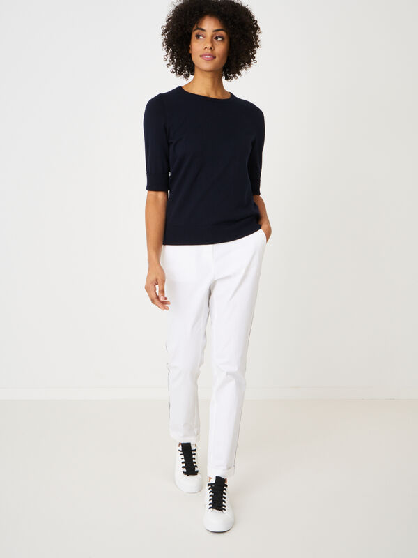 Basic fine knit short sleeve pullover cotton blend image number 3