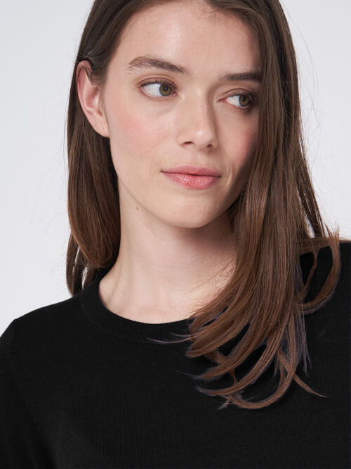 Cardigan basique en fine maille en coton m&eacute;lang&eacute;