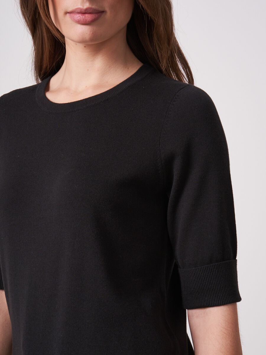 Basic-Kurzarm-Pullover aus Baumwollmischung image number 2