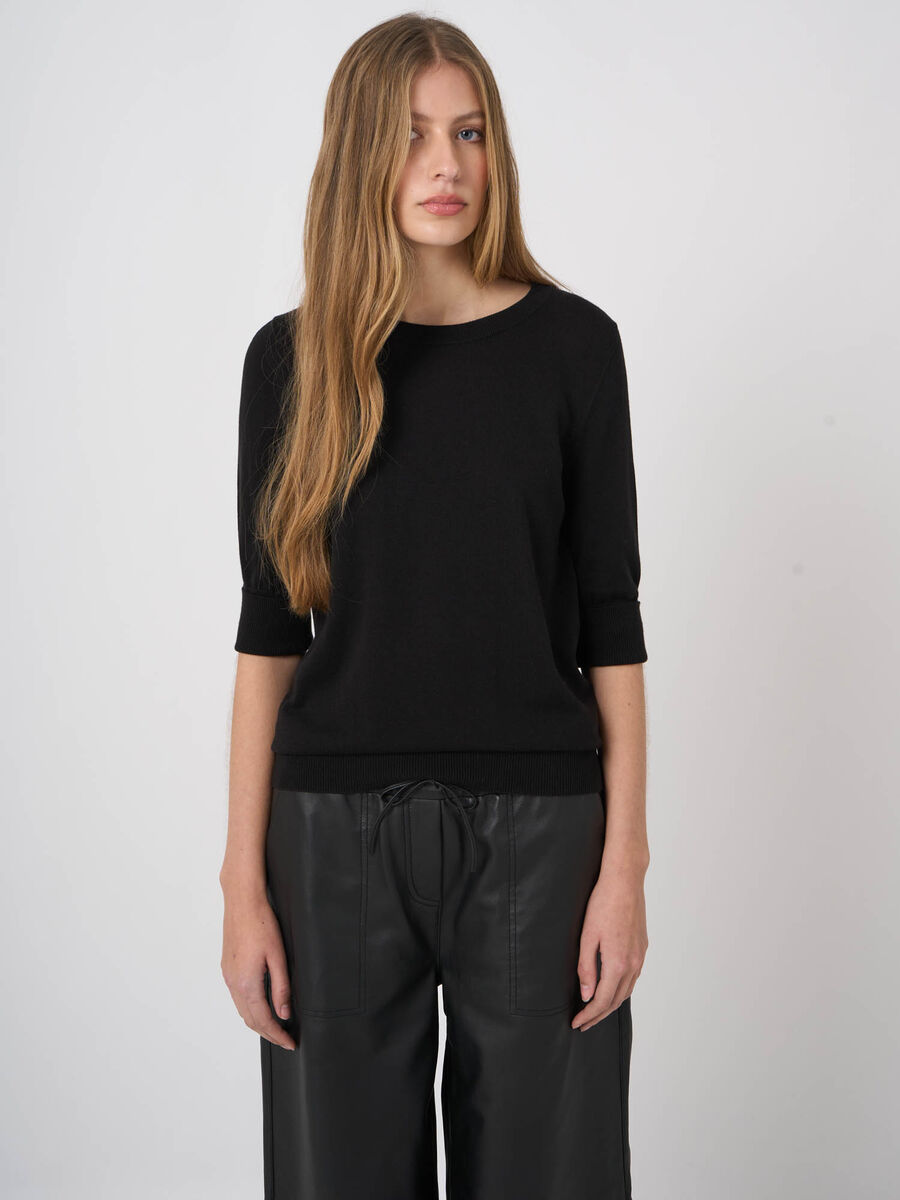 Pull maille fine coton m&eacute;lang&eacute; respirant &ndash; REPEAT cashmere image number 0