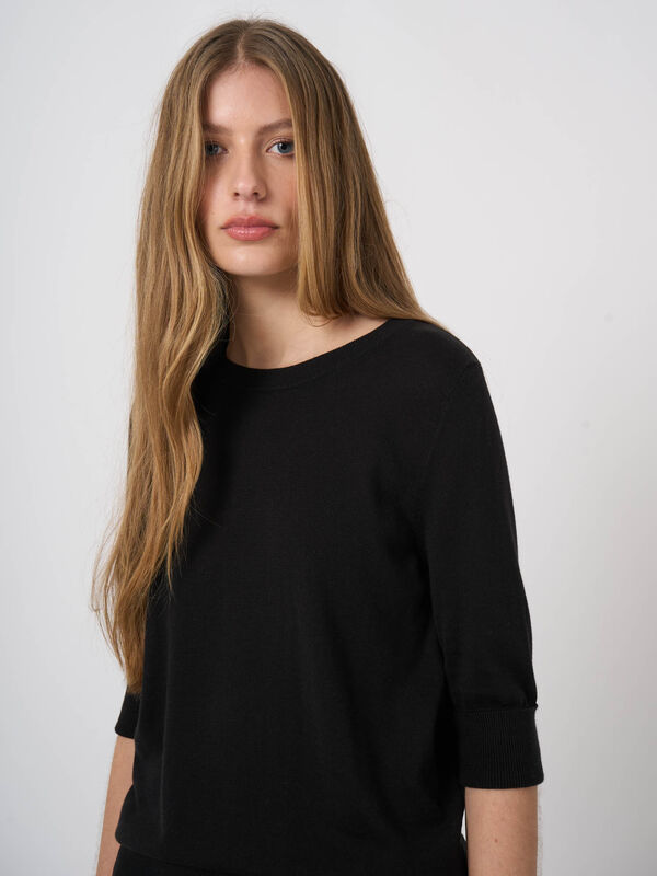 Pull maille fine coton m&eacute;lang&eacute; respirant &ndash; REPEAT cashmere image number 1