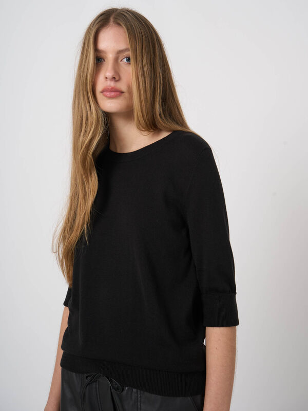 Pull maille fine coton m&eacute;lang&eacute; respirant &ndash; REPEAT cashmere image number 3