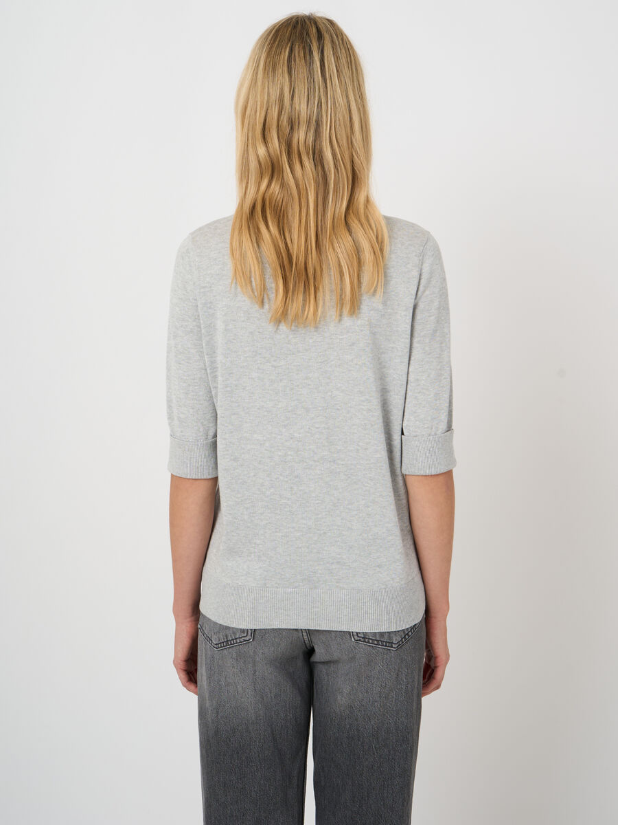 Pull maille fine coton m&eacute;lang&eacute; respirant &ndash; REPEAT cashmere image number 3