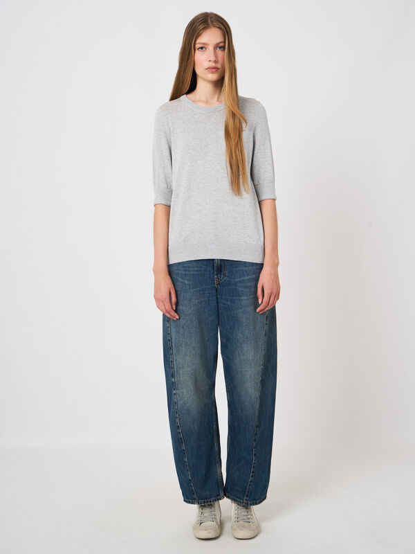 Pull maille fine coton m&eacute;lang&eacute; respirant &ndash; REPEAT cashmere image number 3