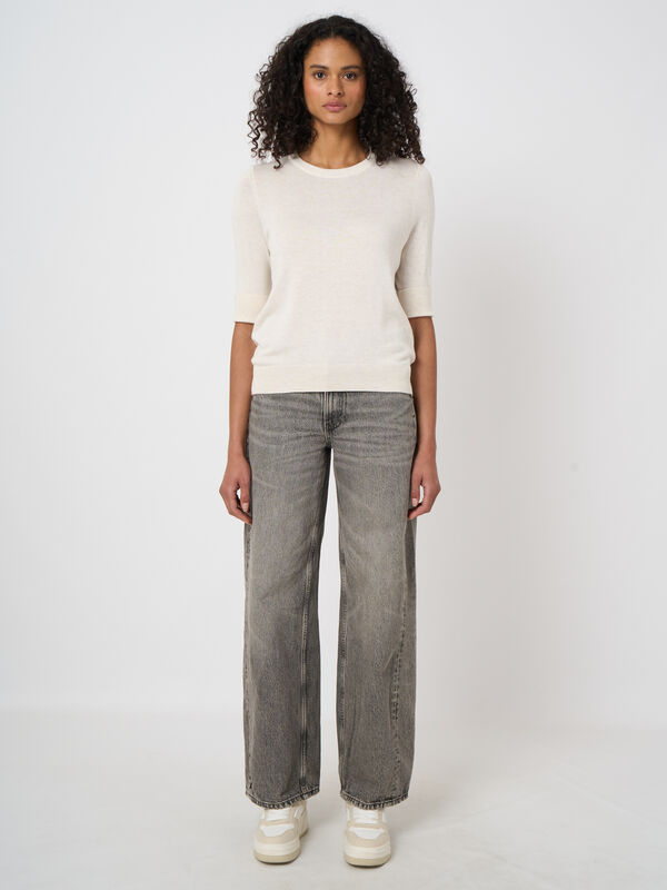 Pull maille fine coton m&eacute;lang&eacute; respirant &ndash; REPEAT cashmere image number 2