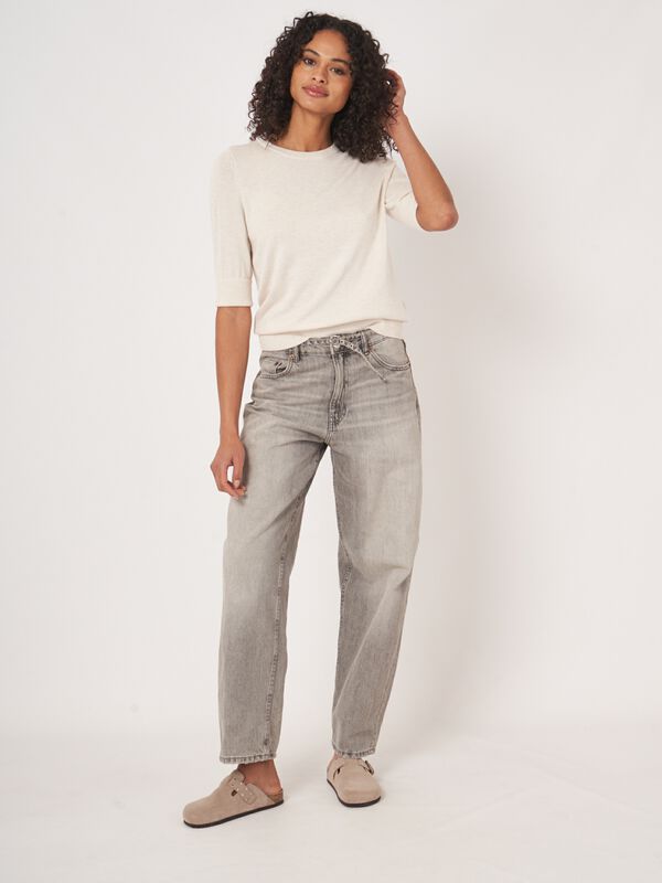 Pull fin femme — manches courtes & coton mélangé image number 5