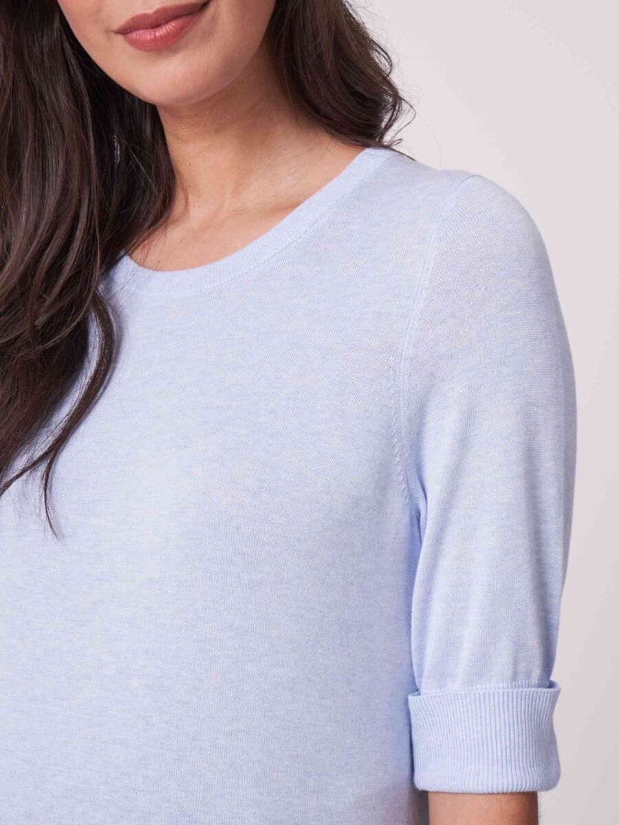 Pull maille fine coton m&eacute;lang&eacute; respirant &ndash; REPEAT cashmere image number 2