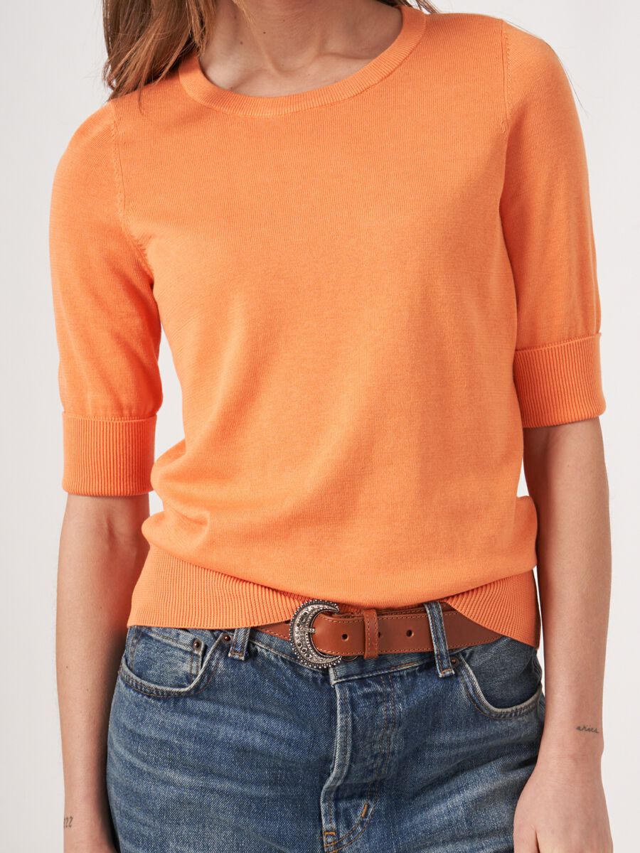 Basic-Kurzarm-Pullover aus Baumwollmischung image number 3