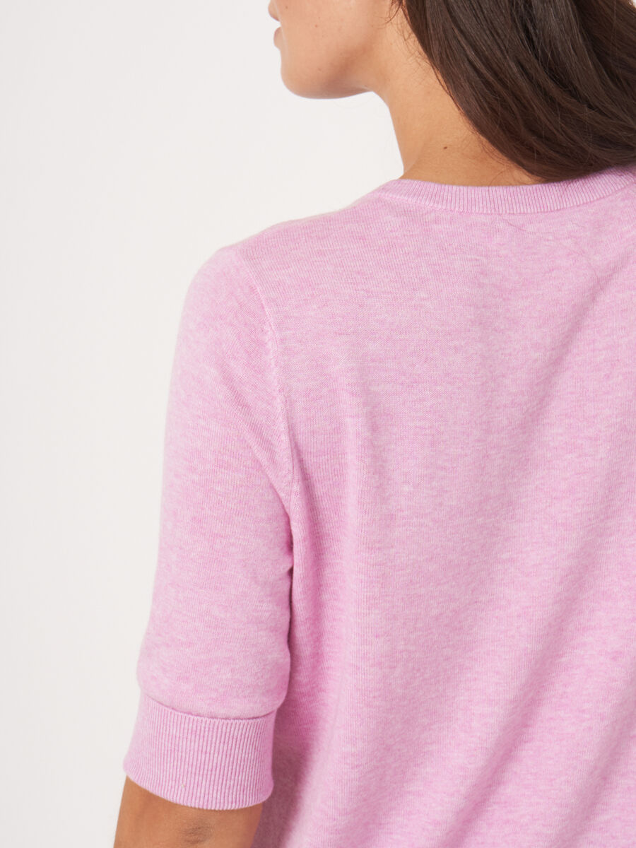 Basic fijngebreide trui met korte mouwen image number 4