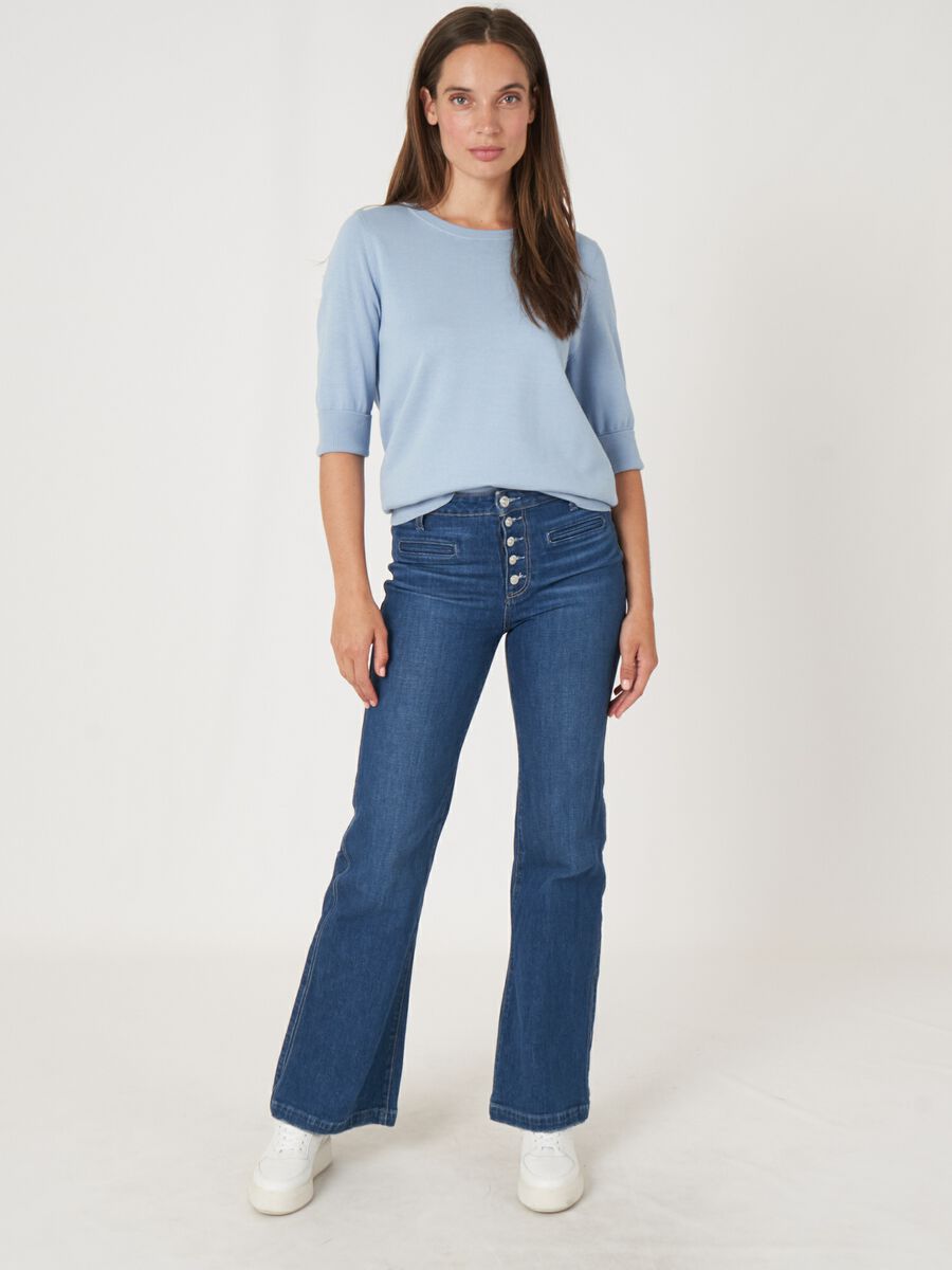 Pull maille fine coton m&eacute;lang&eacute; respirant &ndash; REPEAT cashmere image number 4