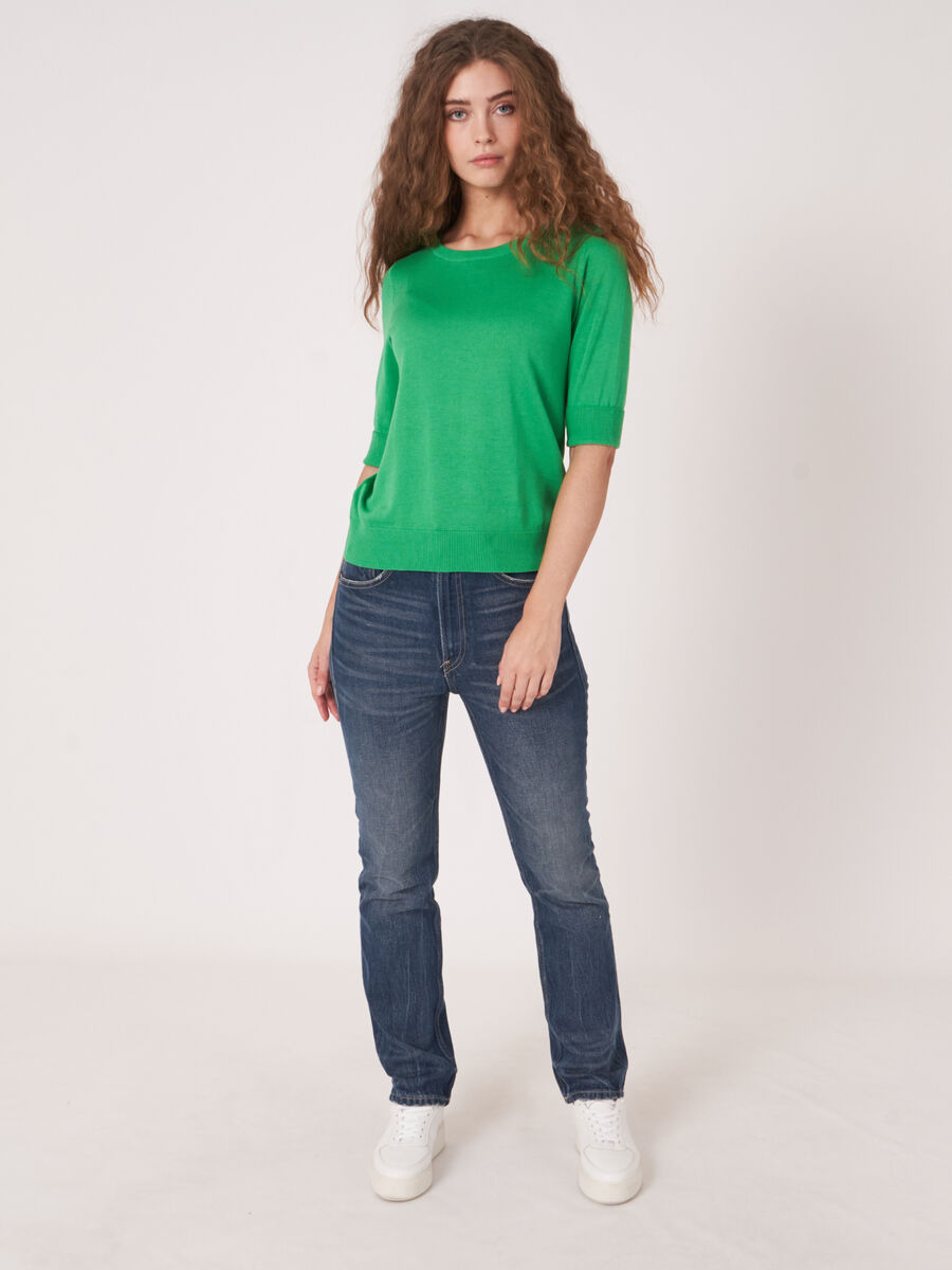 Pull maille fine coton m&eacute;lang&eacute; respirant &ndash; REPEAT cashmere image number 4