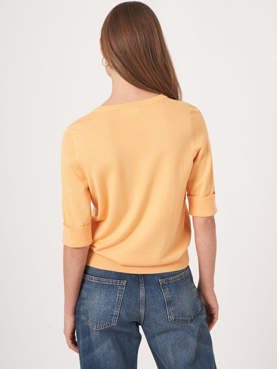 Pull fin femme — manches courtes & coton mélangé image number 1