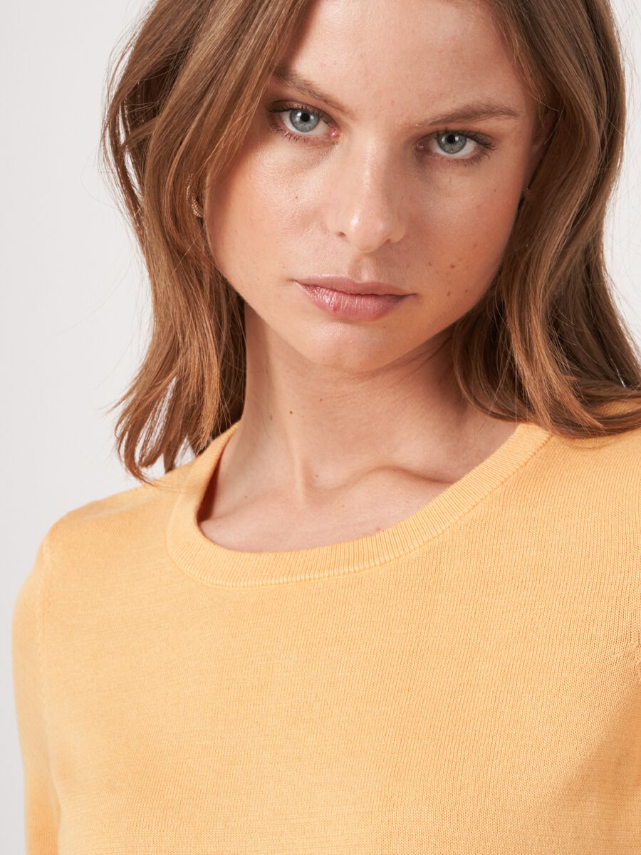 Pull fin femme — manches courtes & coton mélangé image number 3