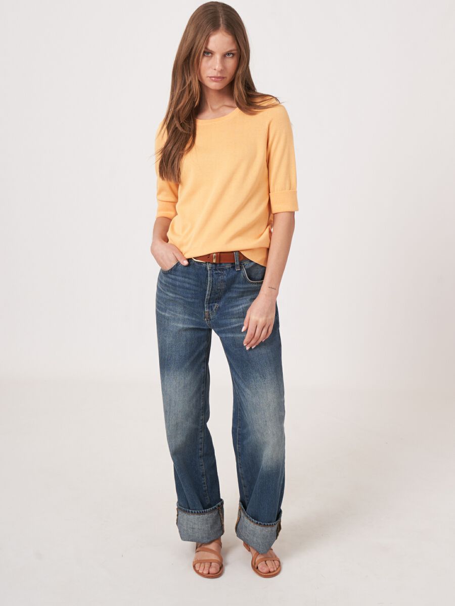 Pull fin femme — manches courtes & coton mélangé image number 4