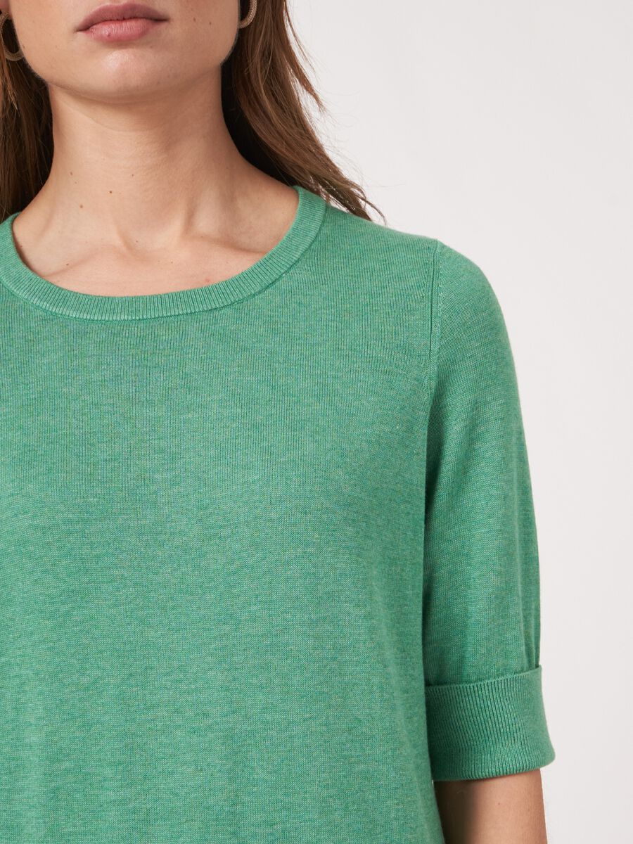 Pull fin femme — manches courtes & coton mélangé image number 2