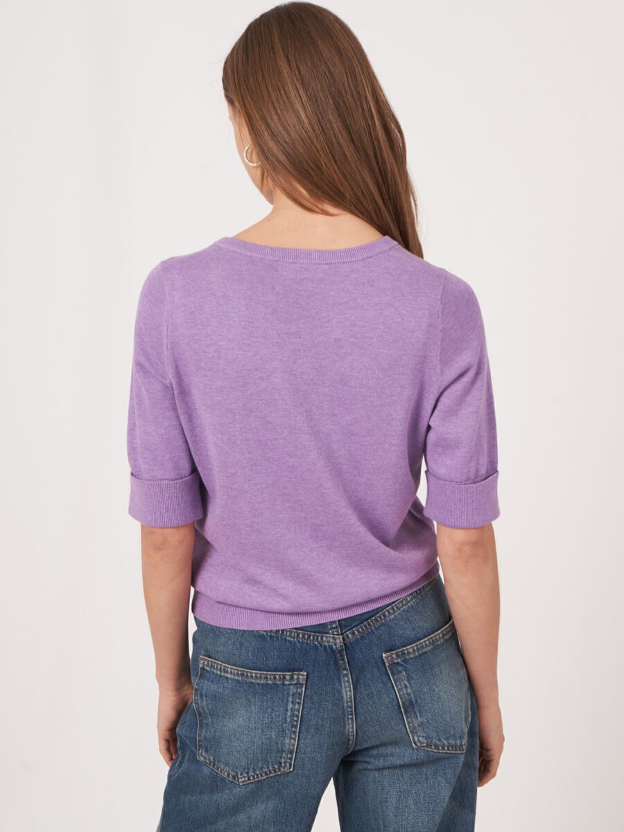 Pull maille fine coton m&eacute;lang&eacute; respirant &ndash; REPEAT cashmere image number 1