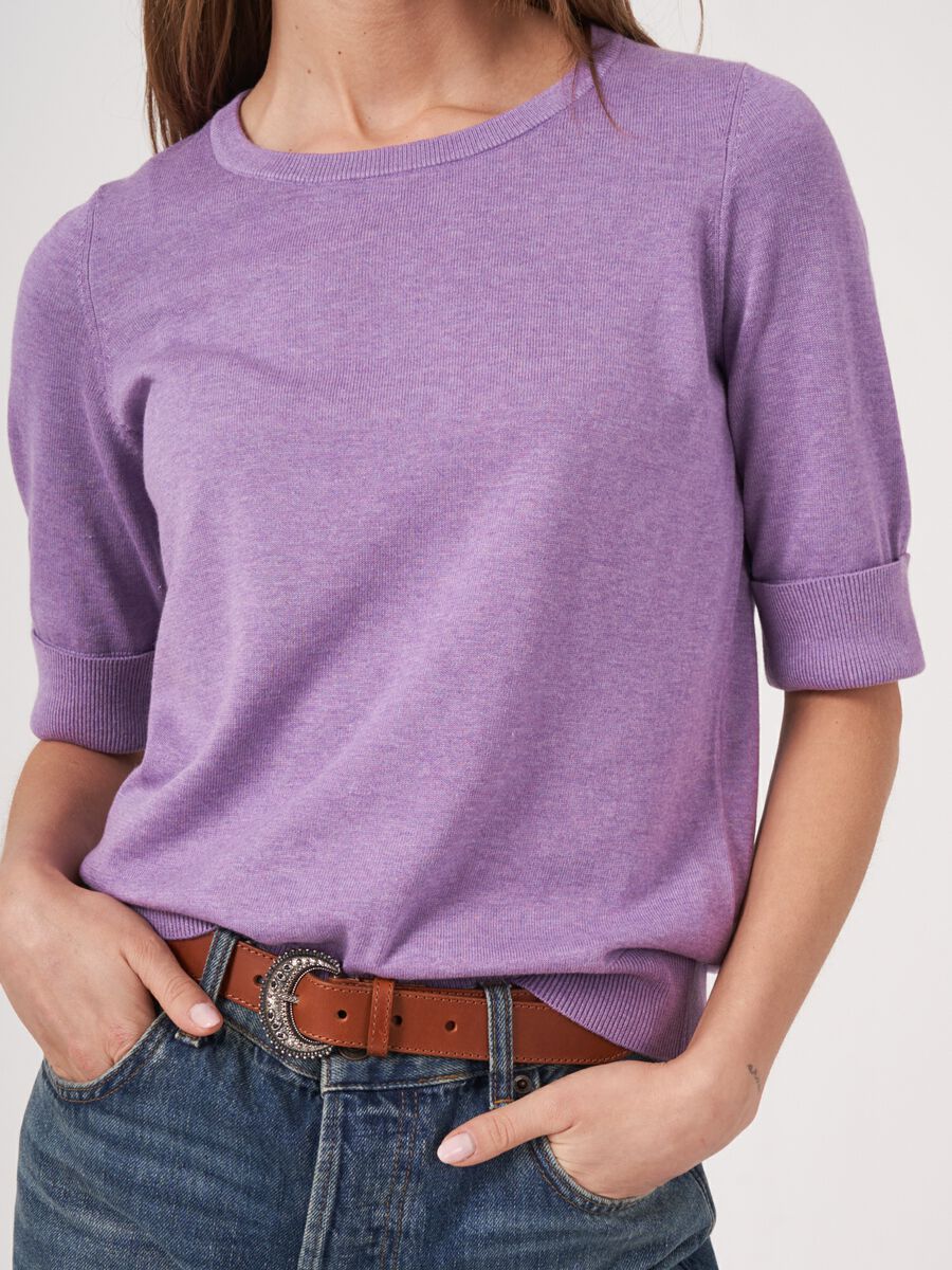 Pull maille fine coton m&eacute;lang&eacute; respirant &ndash; REPEAT cashmere image number 2