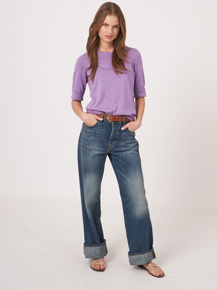 Pull maille fine coton m&eacute;lang&eacute; respirant &ndash; REPEAT cashmere image number 4