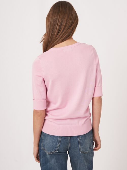 Basic Kurzarm-Pullover aus Baumwollmischung