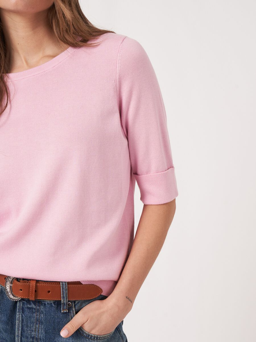 Basic-Kurzarm-Pullover aus Baumwollmischung image number 2