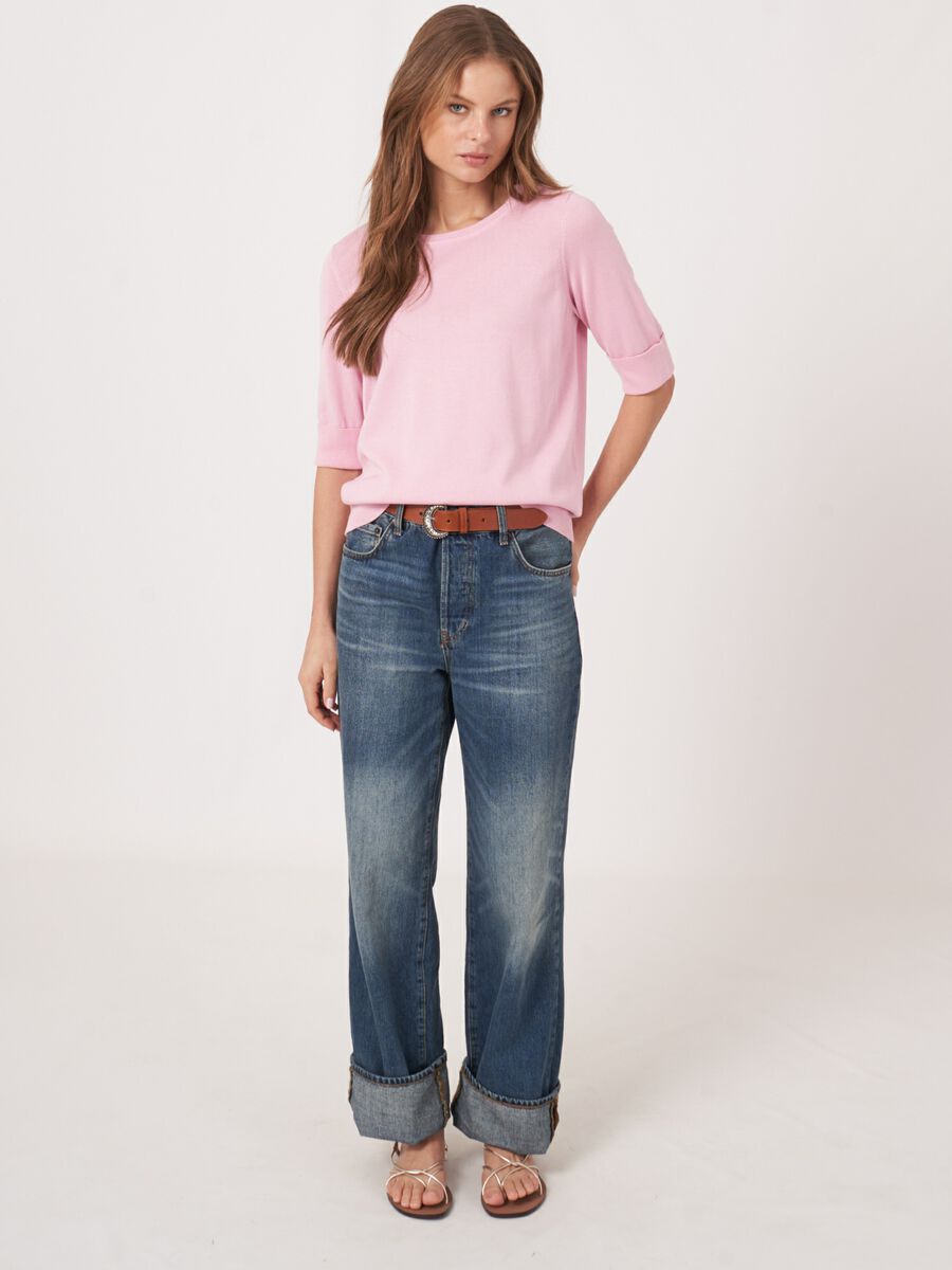 Basic-Kurzarm-Pullover aus Baumwollmischung image number 4