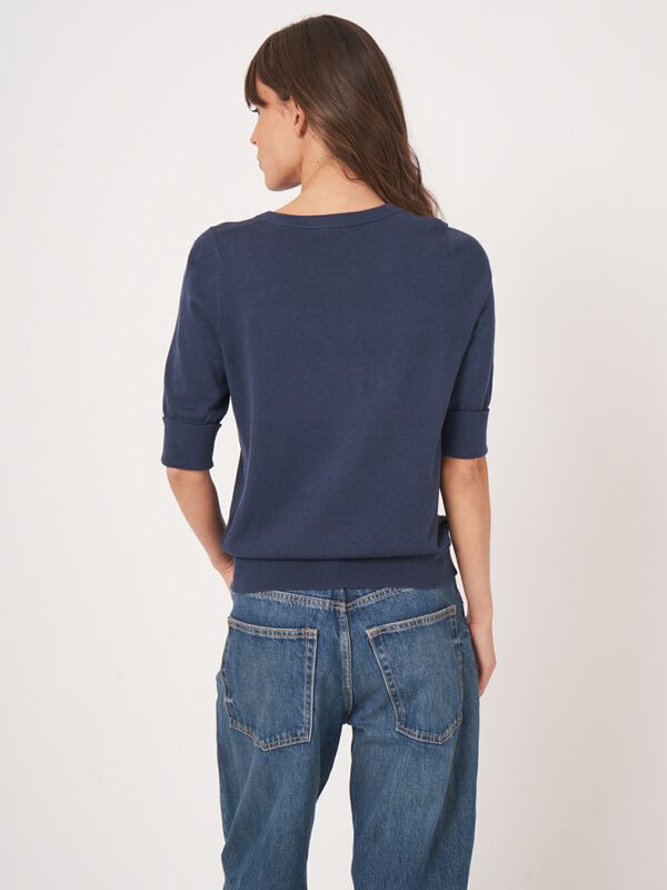 Basic-Kurzarm-Pullover aus Baumwollmischung image number 4