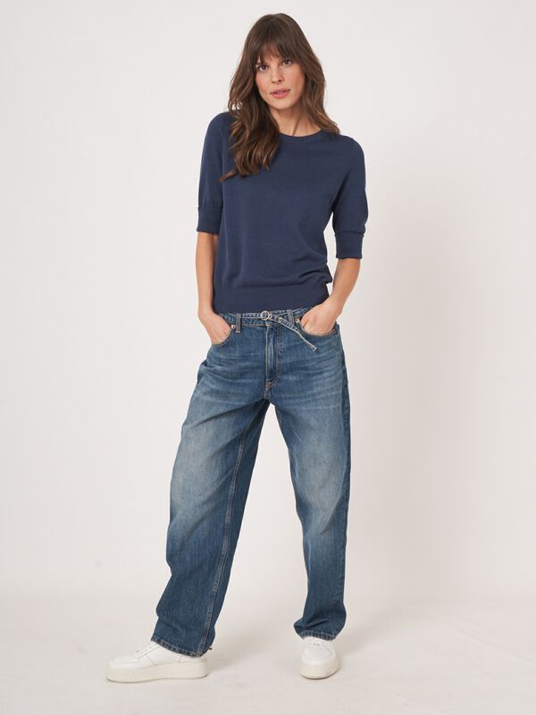 Basic-Kurzarm-Pullover aus Baumwollmischung image number 5