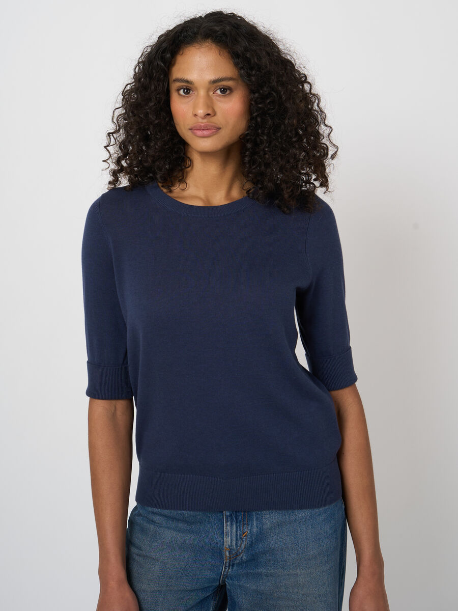 Pull maille fine coton m&eacute;lang&eacute; respirant &ndash; REPEAT cashmere image number 2