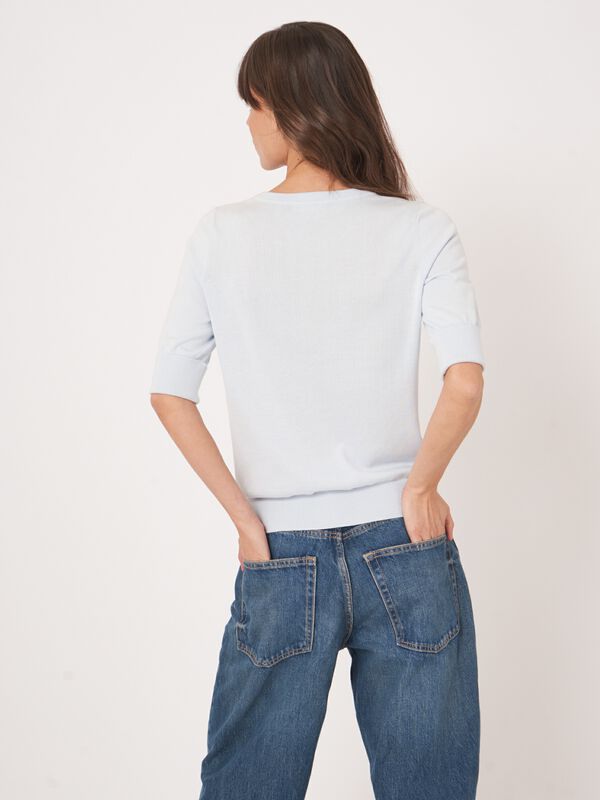 Basic-Kurzarm-Pullover aus Baumwollmischung image number 3