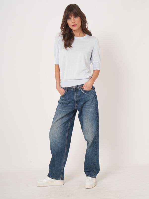 Basic-Kurzarm-Pullover aus Baumwollmischung image number 4