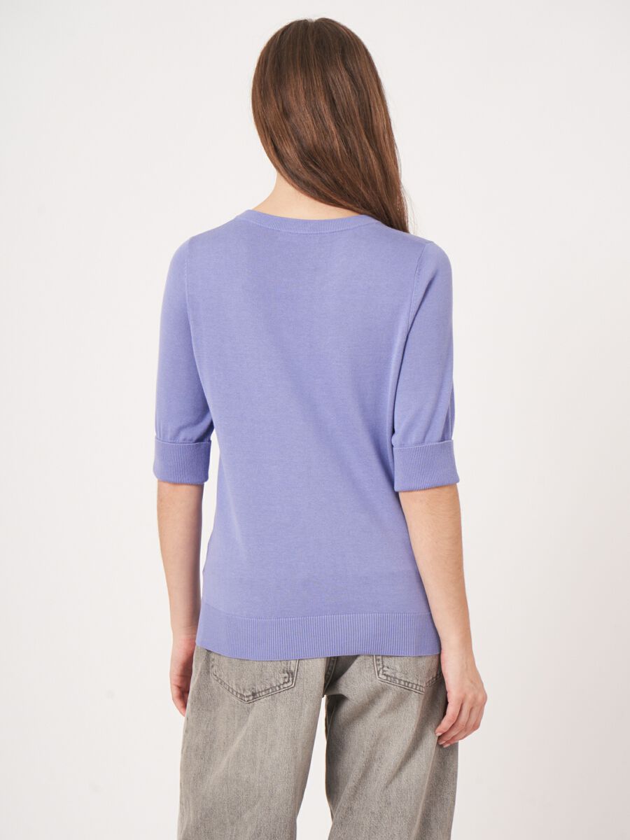 Pull fin femme — manches courtes & coton mélangé image number 4