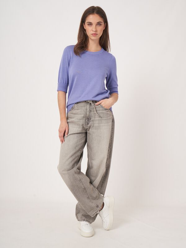 Pull fin femme — manches courtes & coton mélangé image number 5