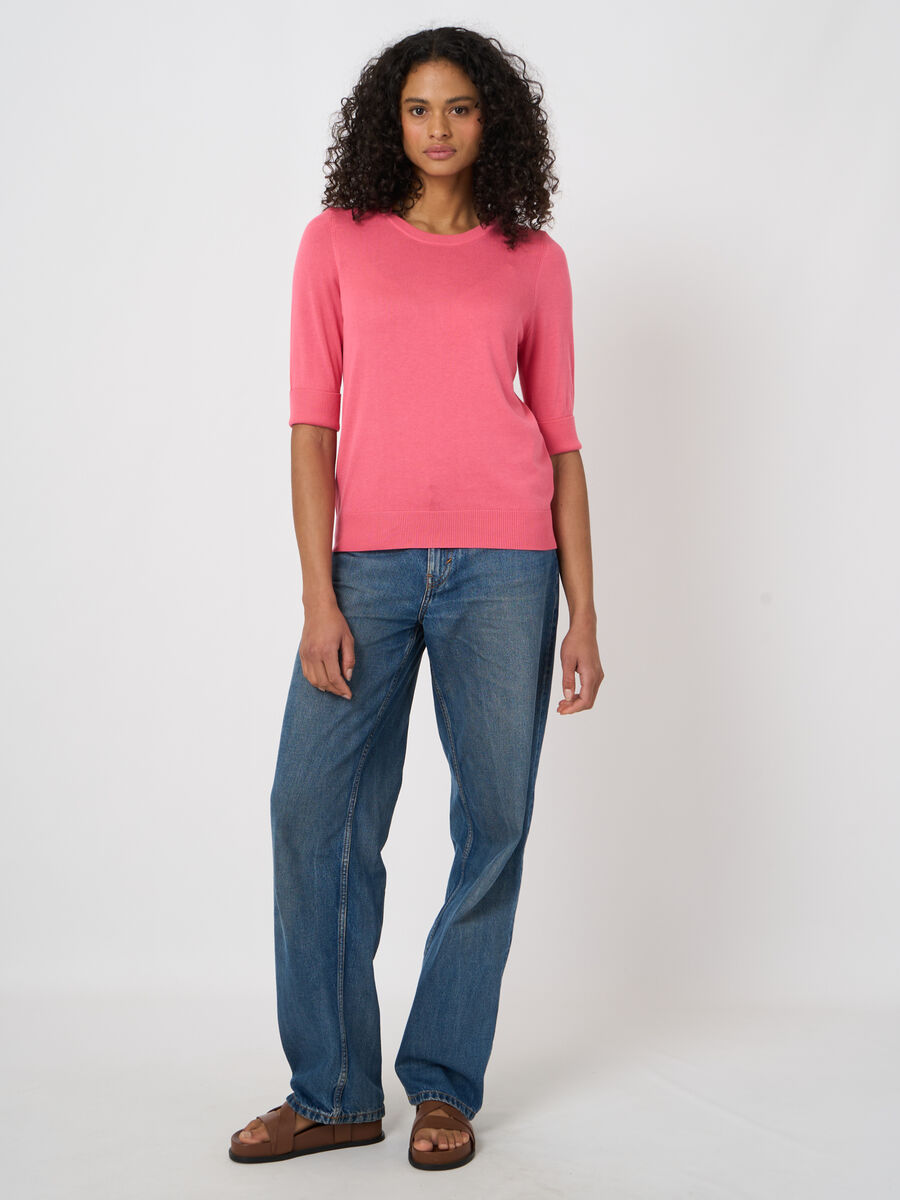 Pull maille fine coton m&eacute;lang&eacute; respirant &ndash; REPEAT cashmere image number 2