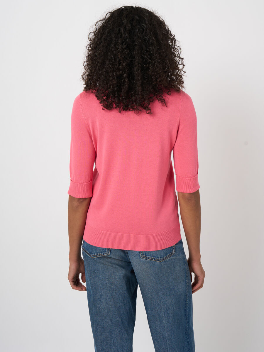 Pull maille fine coton m&eacute;lang&eacute; respirant &ndash; REPEAT cashmere image number 3