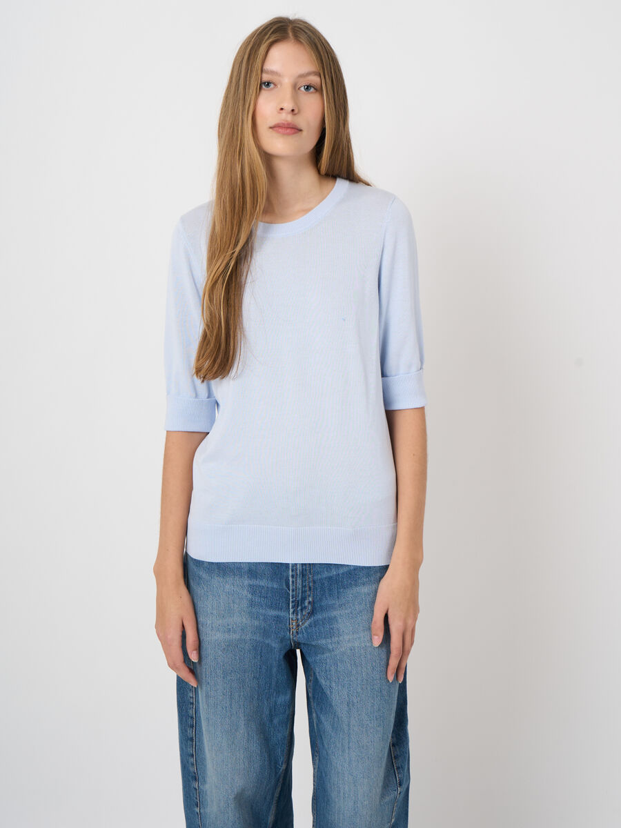 Pull maille fine coton m&eacute;lang&eacute; respirant &ndash; REPEAT cashmere image number 2