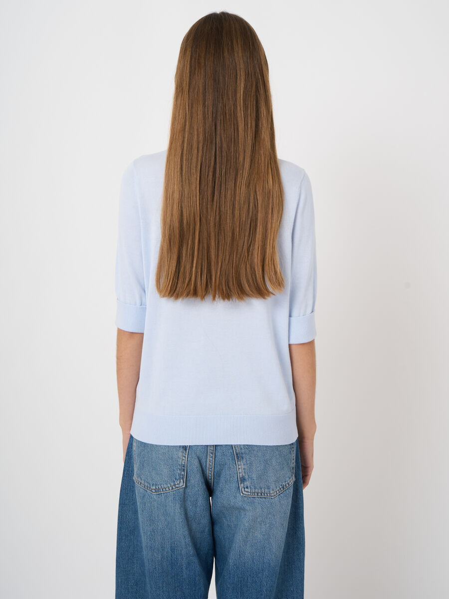 Pull maille fine coton m&eacute;lang&eacute; respirant &ndash; REPEAT cashmere image number 3