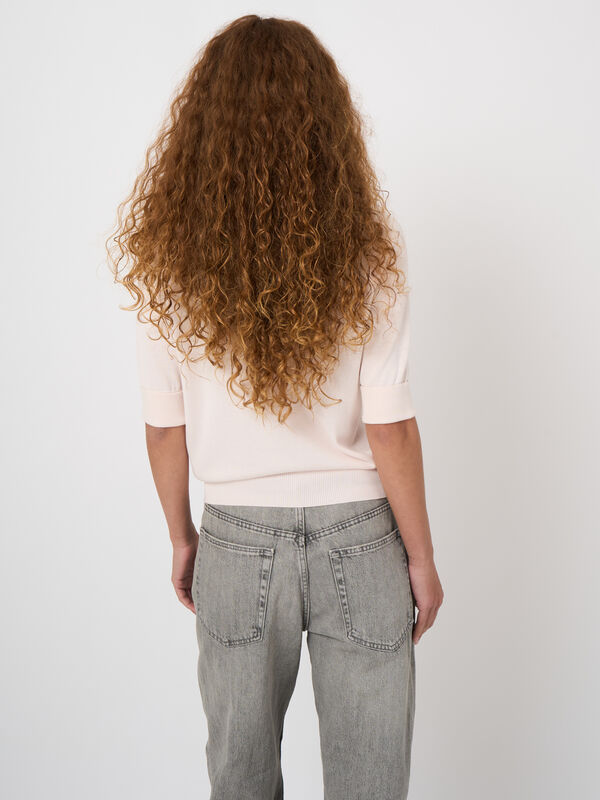 Feinstrick-Kurzarm-Pullover aus atmungsaktivem Baumwollmix image number 4