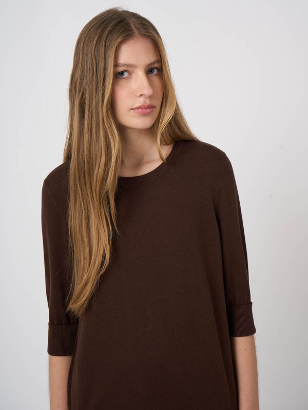 Kurzarm-Feinstrickpullover aus Baumwoll-Viskose image number 2