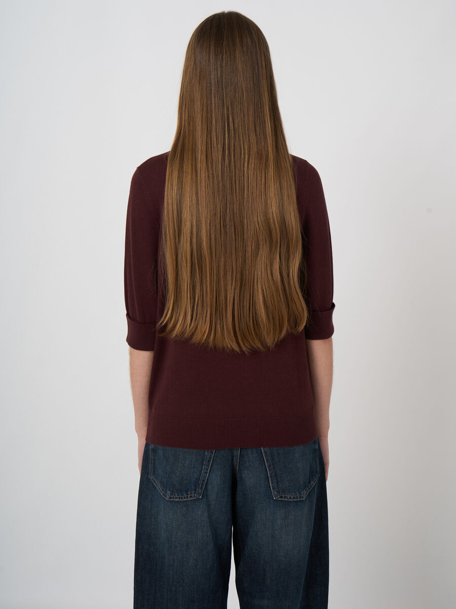 Kurzarm-Feinstrickpullover aus Baumwoll-Viskose image number 2