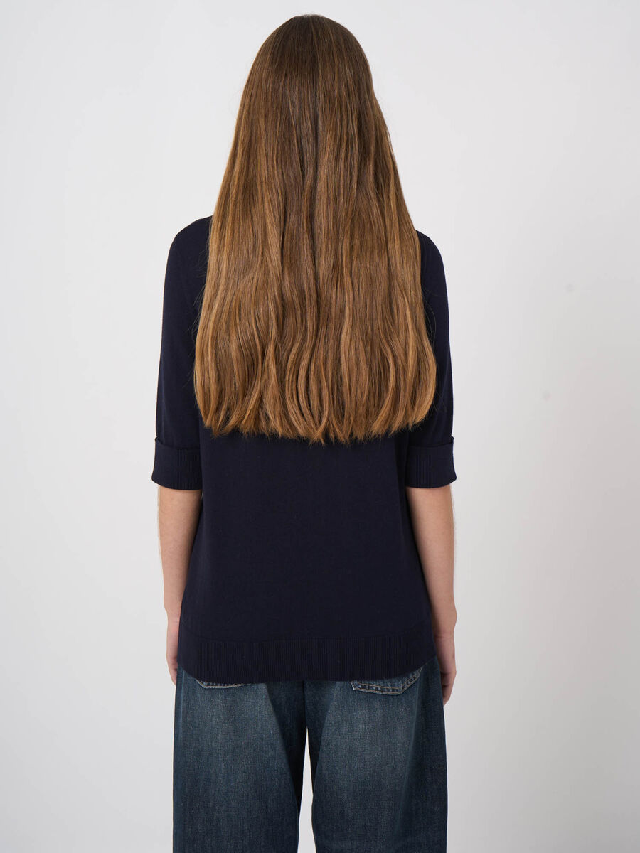 Pull maille fine coton m&eacute;lang&eacute; respirant &ndash; REPEAT cashmere image number 4