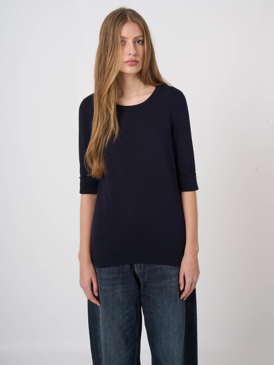 Pull maille fine coton m&eacute;lang&eacute; respirant &ndash; REPEAT cashmere image number 0