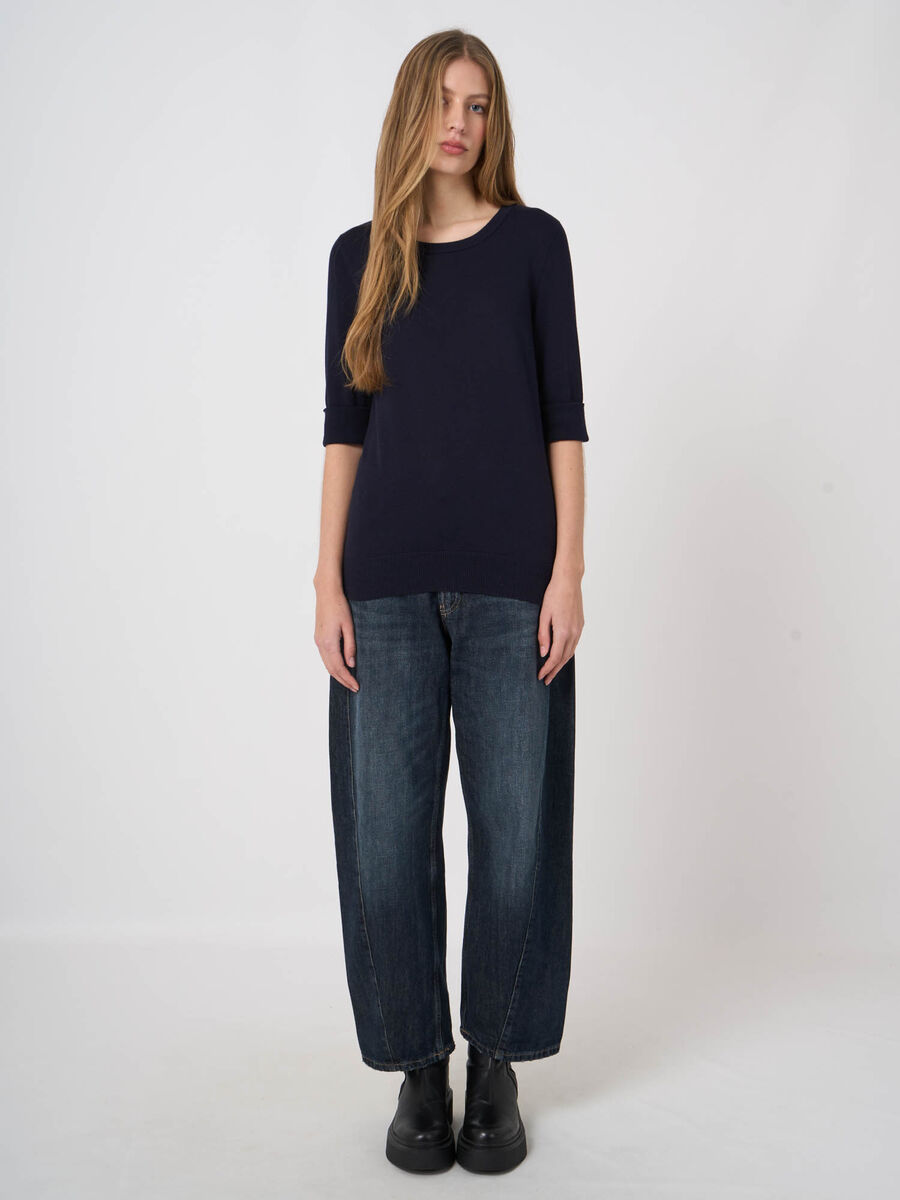 Pull maille fine coton m&eacute;lang&eacute; respirant &ndash; REPEAT cashmere image number 2