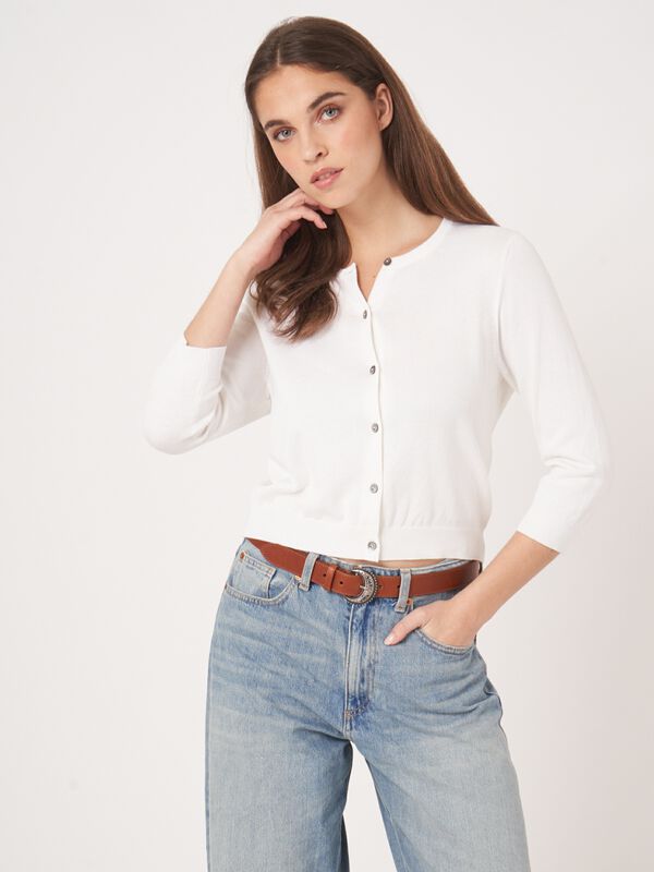 Basic Kurzarm-Pullover aus Baumwollmischung image number 0