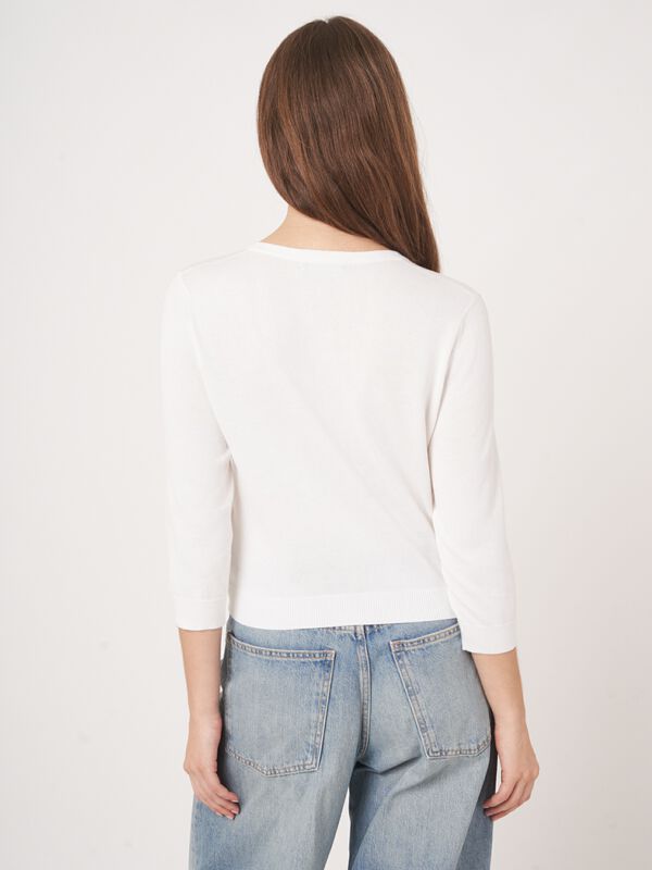 Basic Kurzarm-Pullover aus Baumwollmischung image number 3