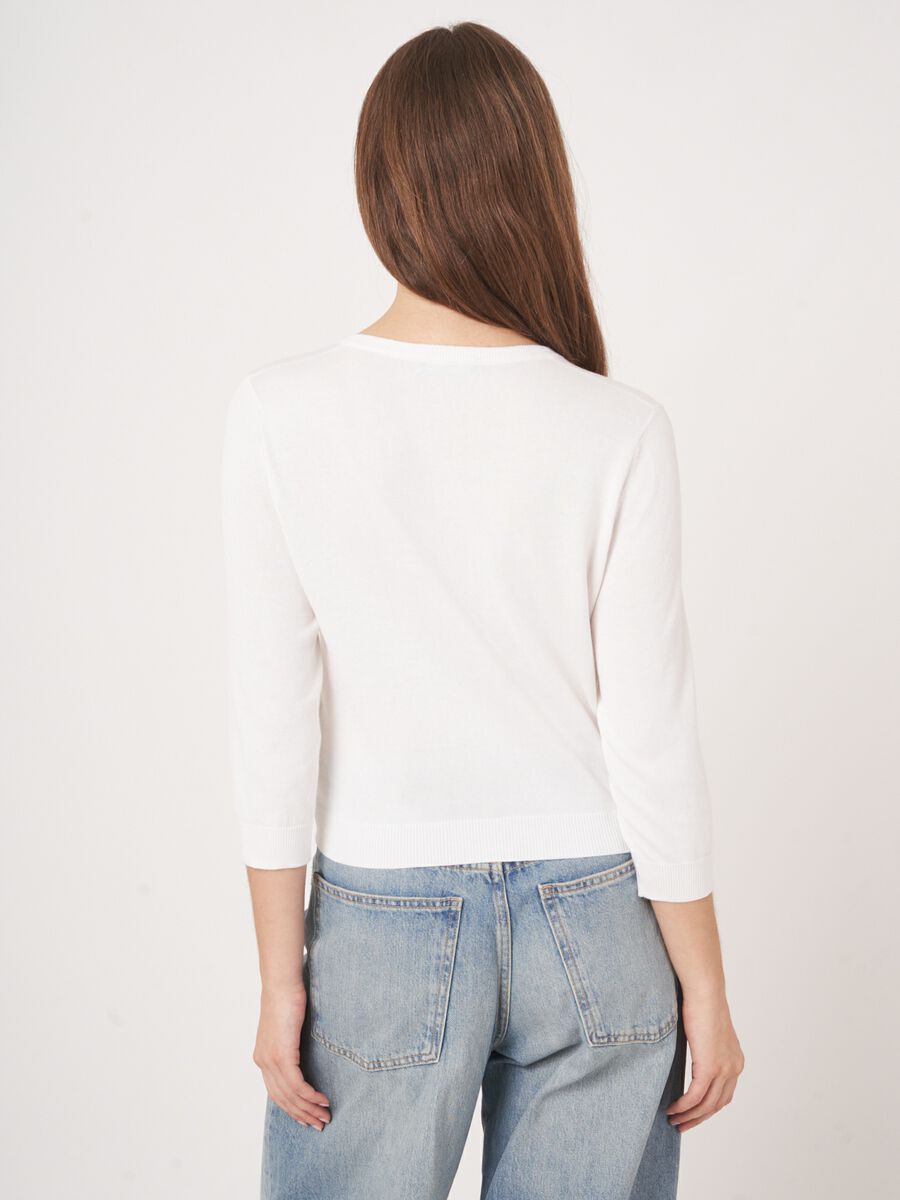 Kort vest met ronde hals van katoenmix image number 3