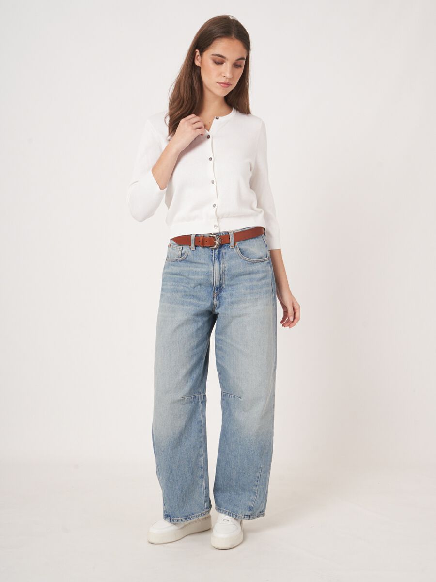 Kort vest met ronde hals van katoenmix image number 4