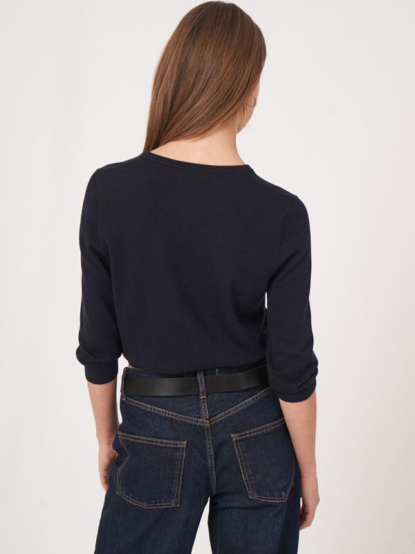 Kort vest met ronde hals van katoenmix image number 1