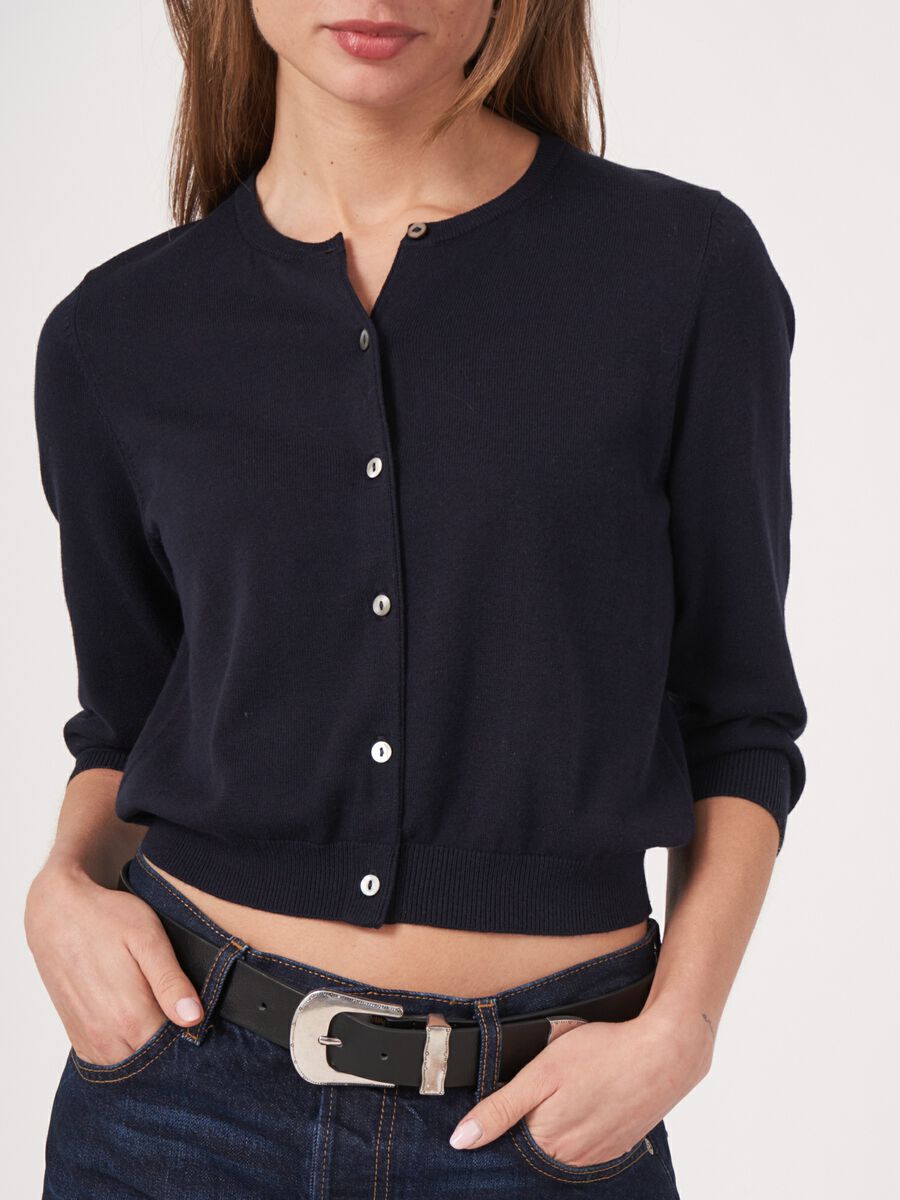 Basic Kurzarm-Pullover aus Baumwollmischung image number 3